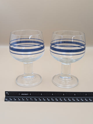 Luminarc Blue Striped Wine Glasses Set of 2
