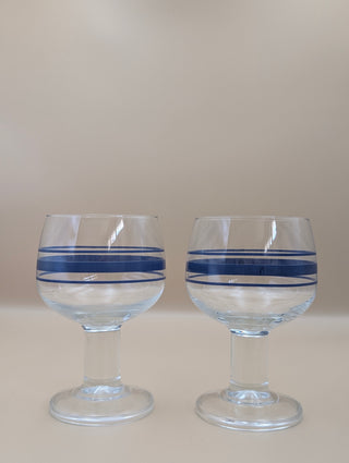 Luminarc Blue Striped Wine Glasses Set of 2