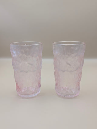Pink Frosted Glass Tumblers Set of 2