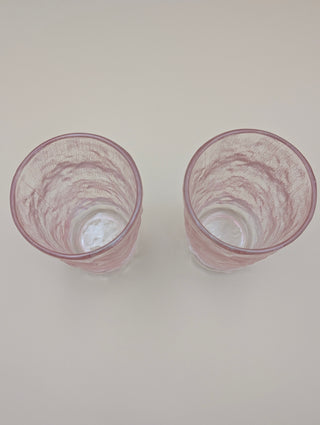 Pink Frosted Glass Tumblers Set of 2