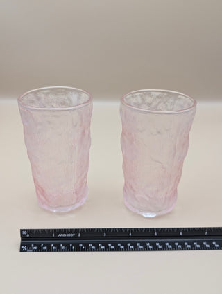Pink Frosted Glass Tumblers Set of 2