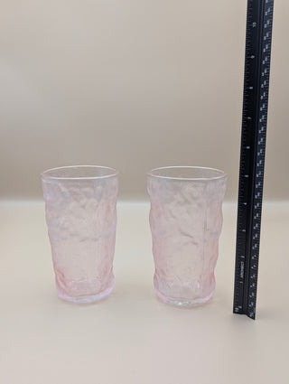 Pink Frosted Glass Tumblers Set of 2