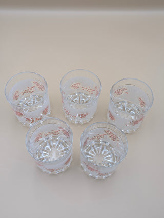 Frosted Pink Grape Glasses Set of 5