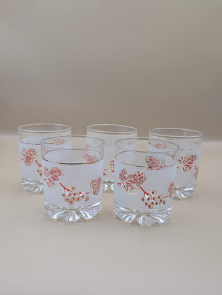 Frosted Pink Grape Glasses Set of 5