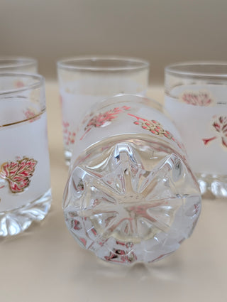 Frosted Pink Grape Glasses Set of 5