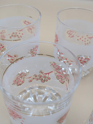 Frosted Pink Grape Glasses Set of 5