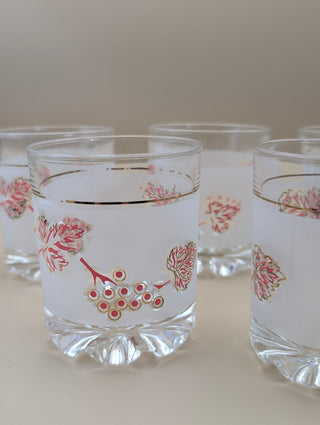 Frosted Pink Grape Glasses Set of 5