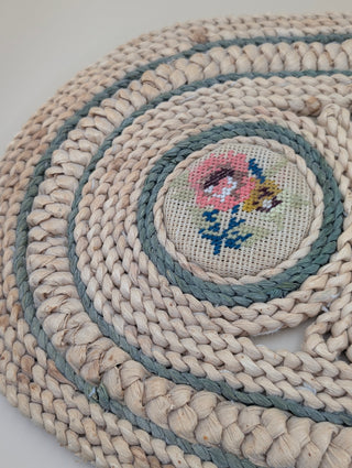 Braided Floral Needlepoint Mat
