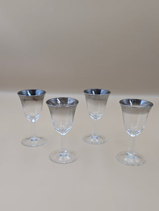 Silver Ombre Cordial Glasses Set of 4