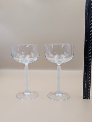 Frosted Bubble Stem Coupe Glasses Set of 2