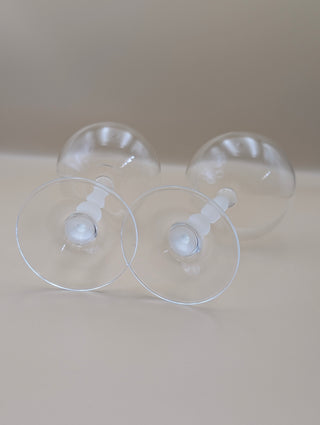 Frosted Bubble Stem Coupe Glasses Set of 2