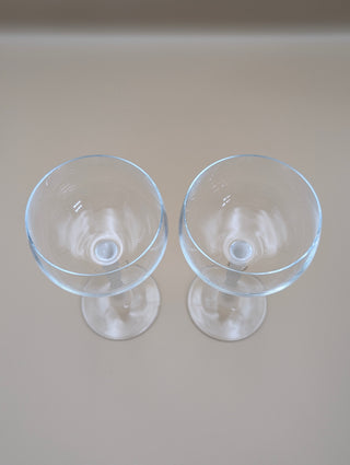 Frosted Bubble Stem Coupe Glasses Set of 2