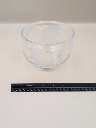 Etched Leaf Clear Glass Serving Bowl
