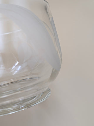Etched Leaf Clear Glass Serving Bowl