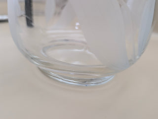 Etched Leaf Clear Glass Serving Bowl