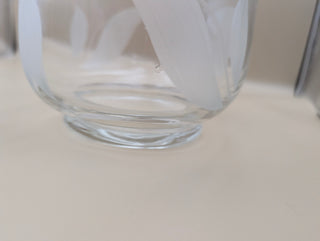 Etched Leaf Clear Glass Serving Bowl