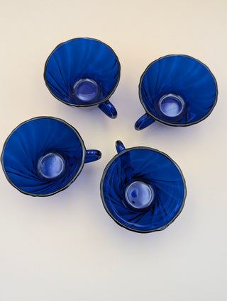 Cobalt Blue Teacups set of 4