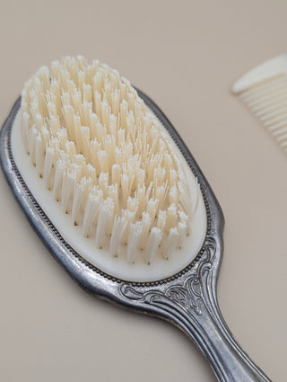 Vintage Silver Tone Ornate Vanity Set Hair Brush and Comb