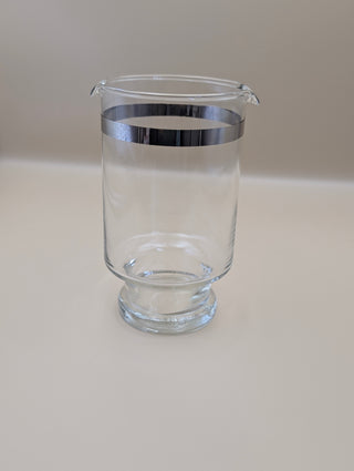 Silver Rim Glass Pitcher and 6 Roly Poly Glass Set