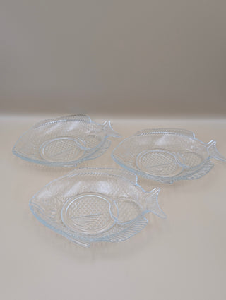 Pressed Glass Fish Plates Set of 3