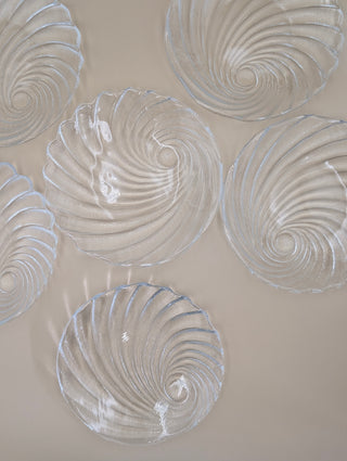 Textured Glass Shell Plates Set of 6
