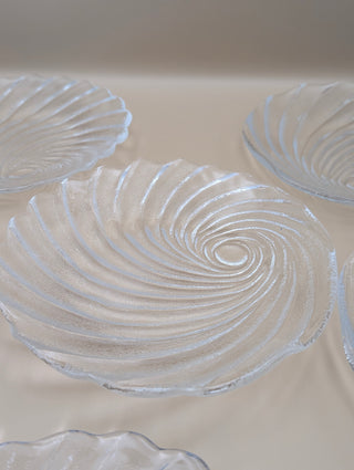 Textured Glass Shell Plates Set of 6