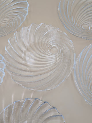 Textured Glass Shell Plates Set of 6