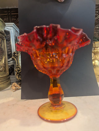 Amberina Fluted Glass Dish