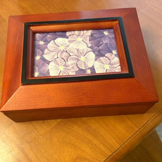 Hand Decorated Jewelry Box w  Pansy Picture