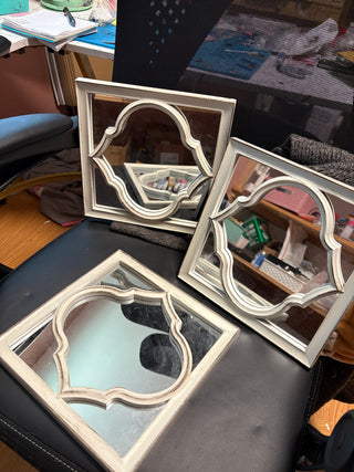 Small White Ornate Mirror SOLD EACH
