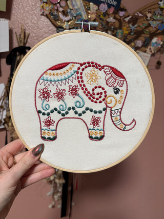 Embroidered Elephant in Hoop