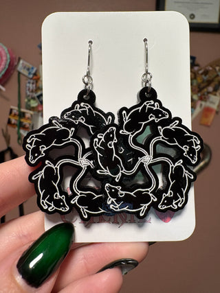 Black and White Rat King Earrings