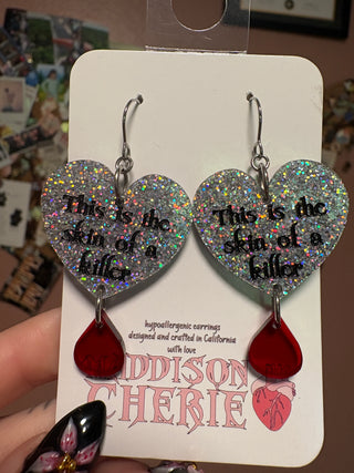 Skin of a Killer Earrings - Silver