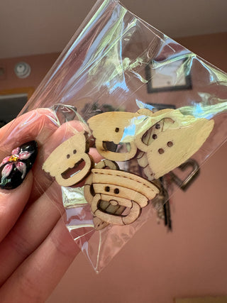 Laser Cut Wood Iron Buttons