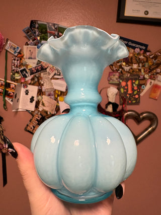 Antique Fenton Glass Robins Egg Blue Vase