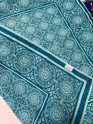 Teal Medallion Handkerchief Scarf
