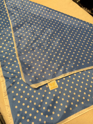 Blue w/ White Polka Dot Handkerchief Scarf