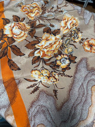 Brown Floral Handkerchief Scarf