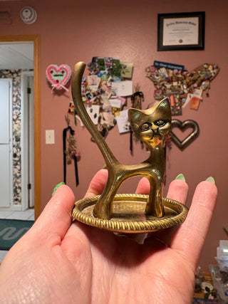 Brass Vintage Cat Ring Holder