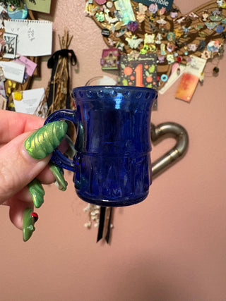 Tiny Cobalt Blue Glass Mug
