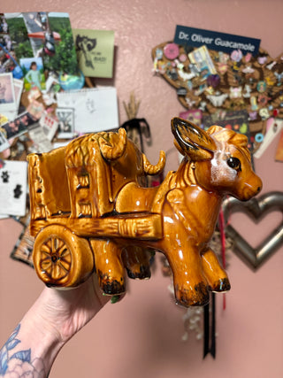 Ceramic Donkey Cart Napkin Holder