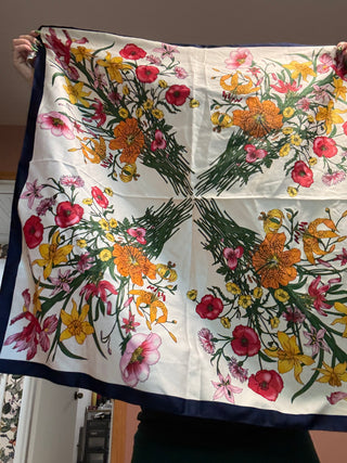 Jaclyn Smith Large Floral Square Handkerchief Scarf