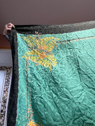 Large Green and Black Palm Leaf Handkerchief Scarf
