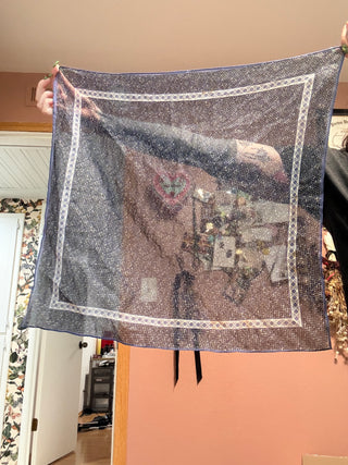 Blue Chain Square Handkerchief Scarf