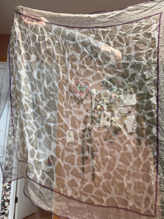 100% Silk Chiffon Giraffe Print Handkerchief Scarf