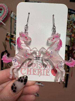 Pink Pony Acrylic Earrings