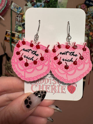 eat the rich pink cake earrings