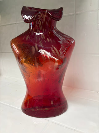 Large Red Glass Bust Vase