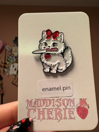 Kitten w/ Knife Enamel Pin