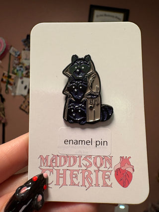 Three Raccoons Enamel Pin